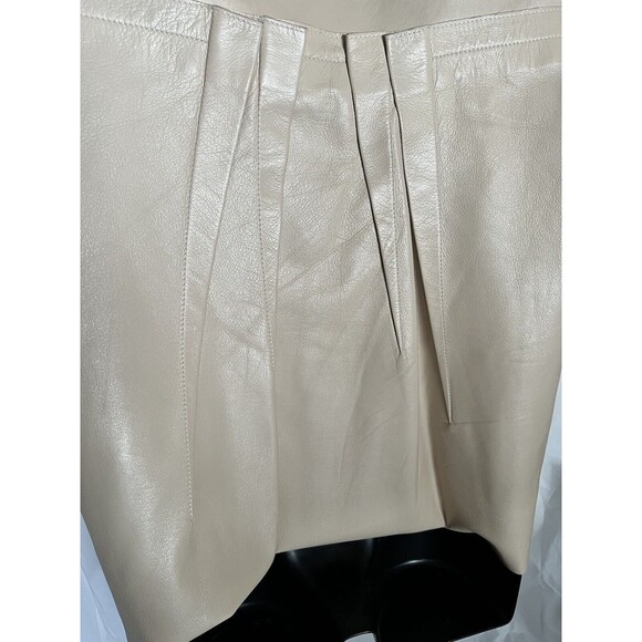 Oscar De La Renta Genuine Leather Vest Beige Gold Zipper Size 10 Made In USA - Picture 11 of 16